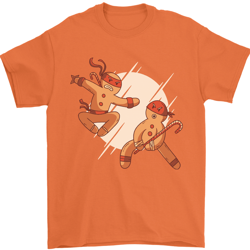 Ninjabread Men Funny Food Gym MMA Mens T-Shirt Cotton Gildan Orange