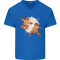 Ninjabread Men Funny Food Gym MMA Mens V-Neck Cotton T-Shirt Royal Blue