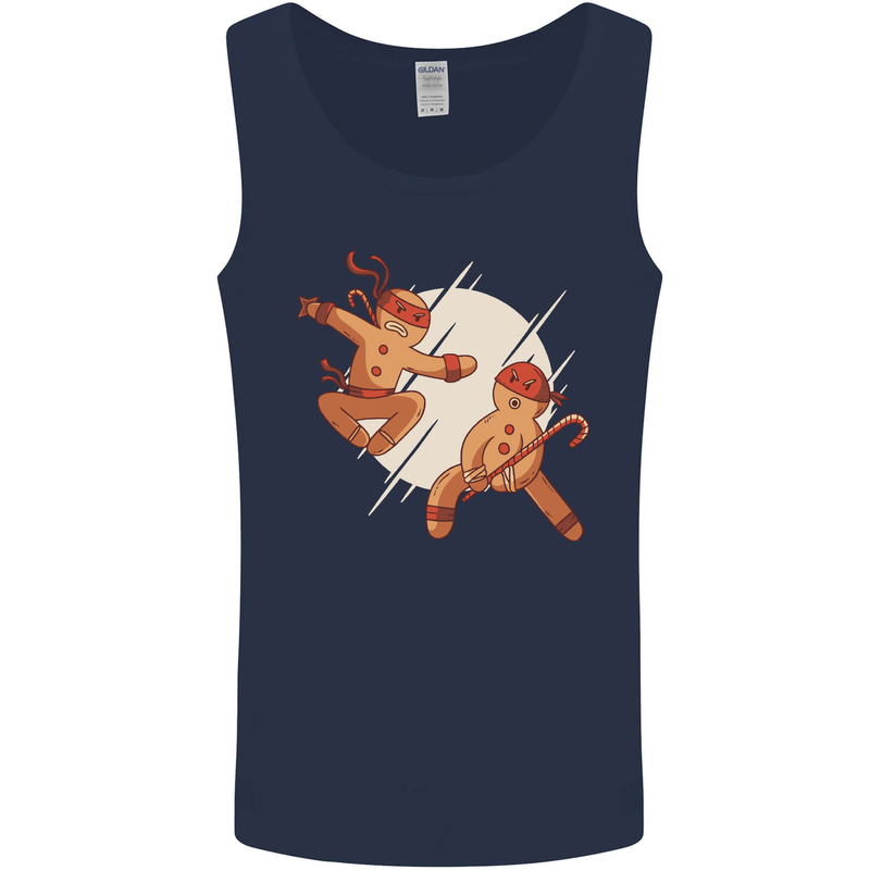 Ninjabread Men Funny Food Gym MMA Mens Vest Tank Top Navy Blue