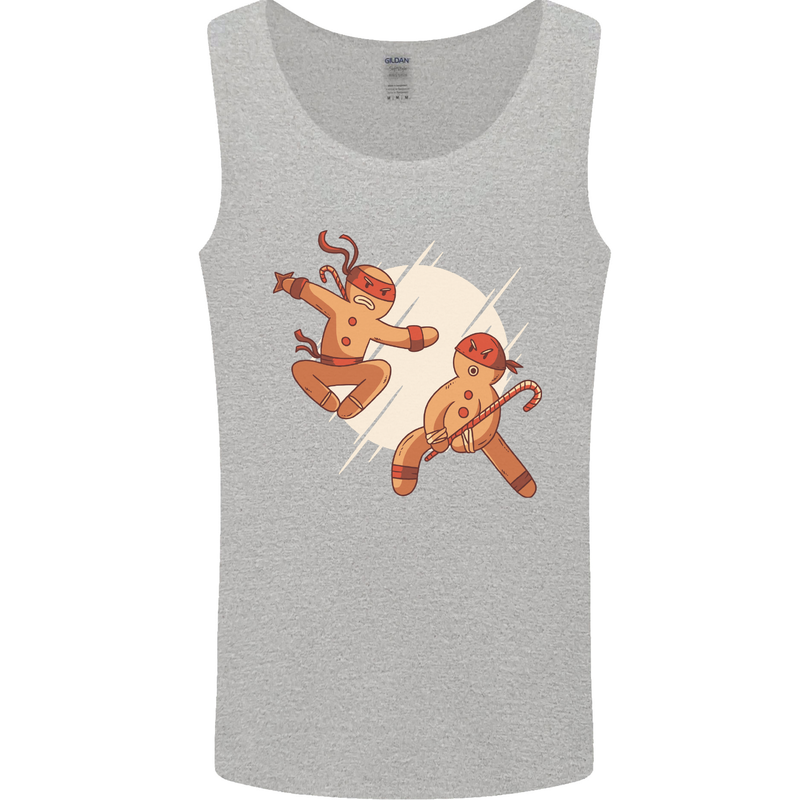 Ninjabread Men Funny Food Gym MMA Mens Vest Tank Top Sports Grey