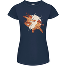 Ninjabread Men Funny Food Gym MMA Womens Petite Cut T-Shirt Navy Blue