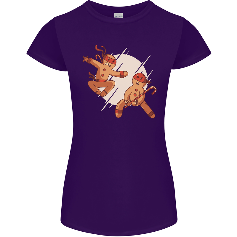 Ninjabread Men Funny Food Gym MMA Womens Petite Cut T-Shirt Purple