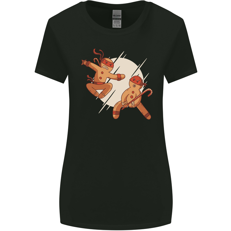 Ninjabread Men Funny Food Gym MMA Womens Wider Cut T-Shirt Black