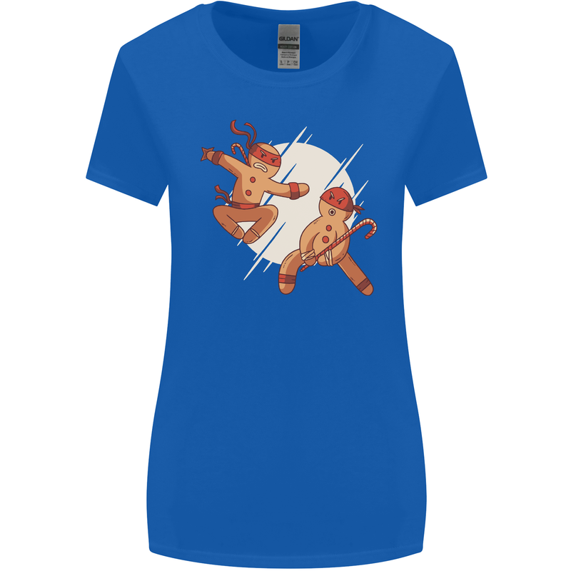 Ninjabread Men Funny Food Gym MMA Womens Wider Cut T-Shirt Royal Blue