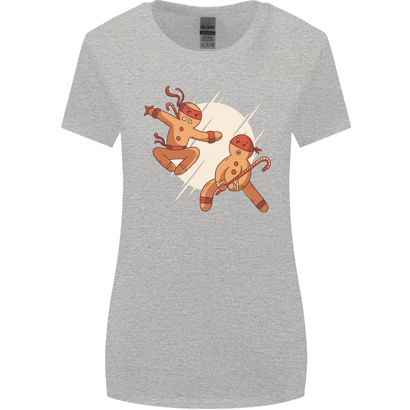 Ninjabread Men Funny Food Gym MMA Womens Wider Cut T-Shirt Sports Grey