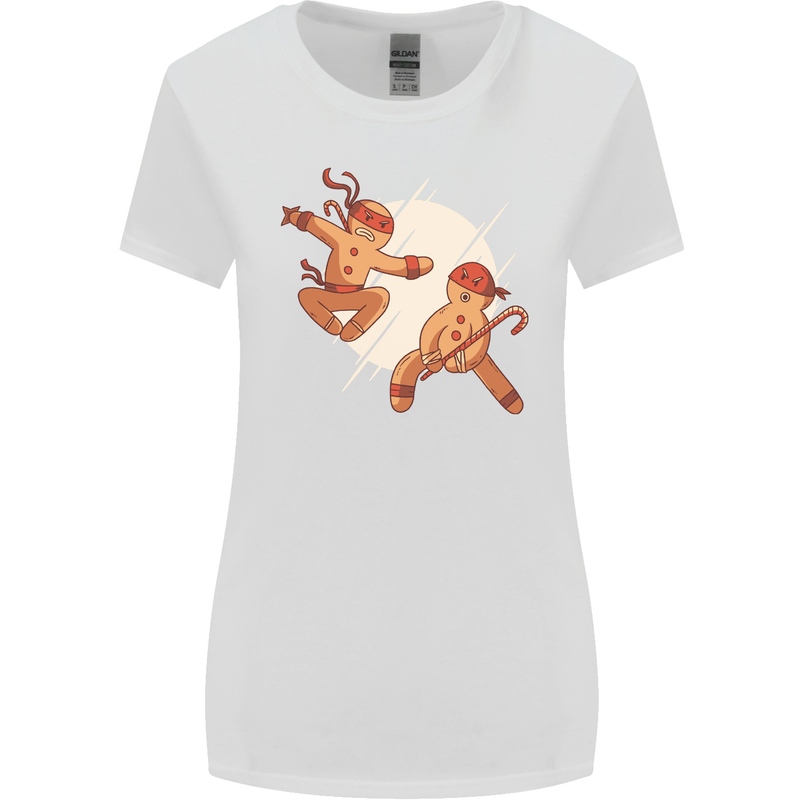 Ninjabread Men Funny Food Gym MMA Womens Wider Cut T-Shirt White