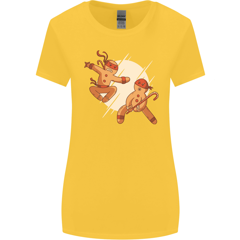 Ninjabread Men Funny Food Gym MMA Womens Wider Cut T-Shirt Yellow