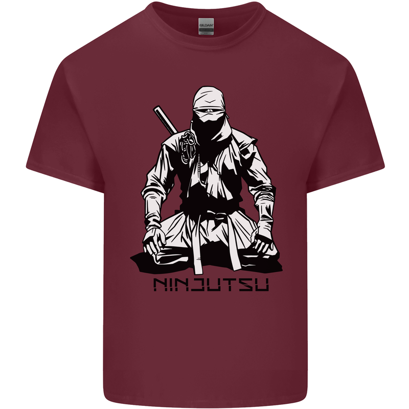 Ninjitsu A Ninja MMA Mixed Martial Arts Mens Cotton T-Shirt Tee Top Maroon