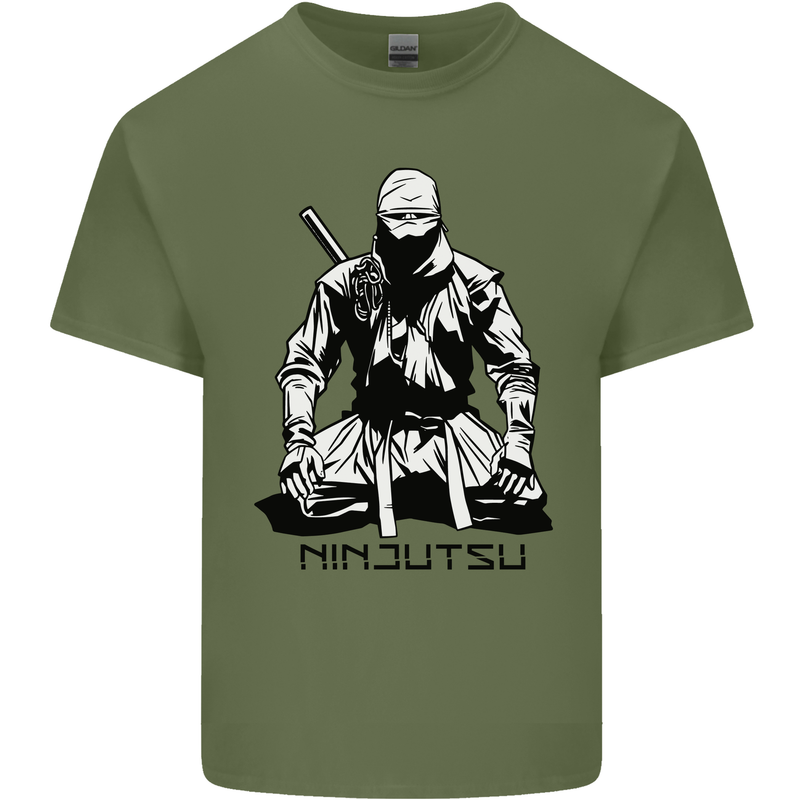 Ninjitsu A Ninja MMA Mixed Martial Arts Mens Cotton T-Shirt Tee Top Military Green