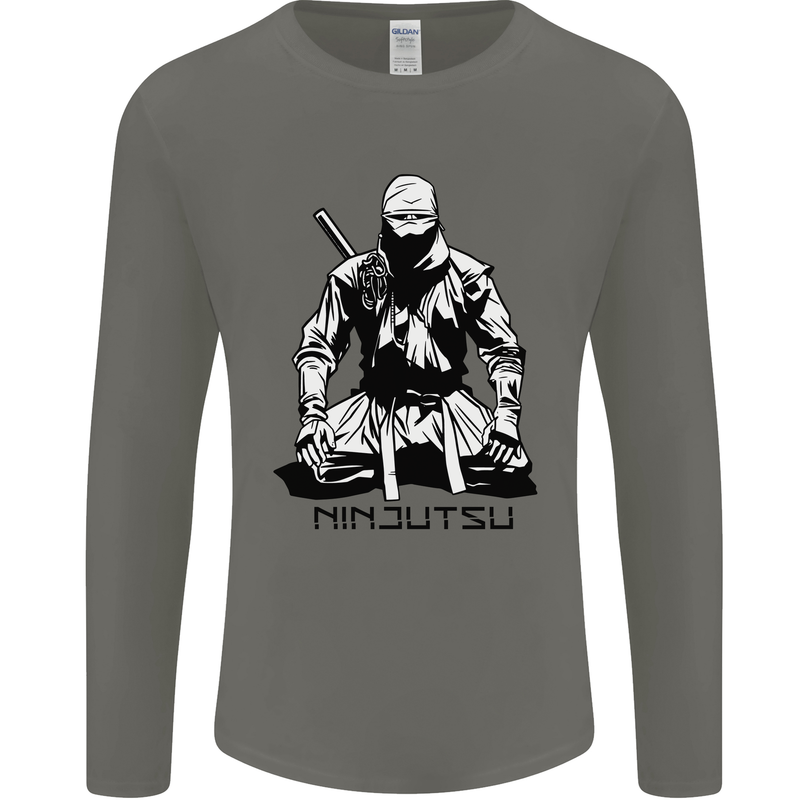 Ninjitsu A Ninja MMA Mixed Martial Arts Mens Long Sleeve T-Shirt Charcoal