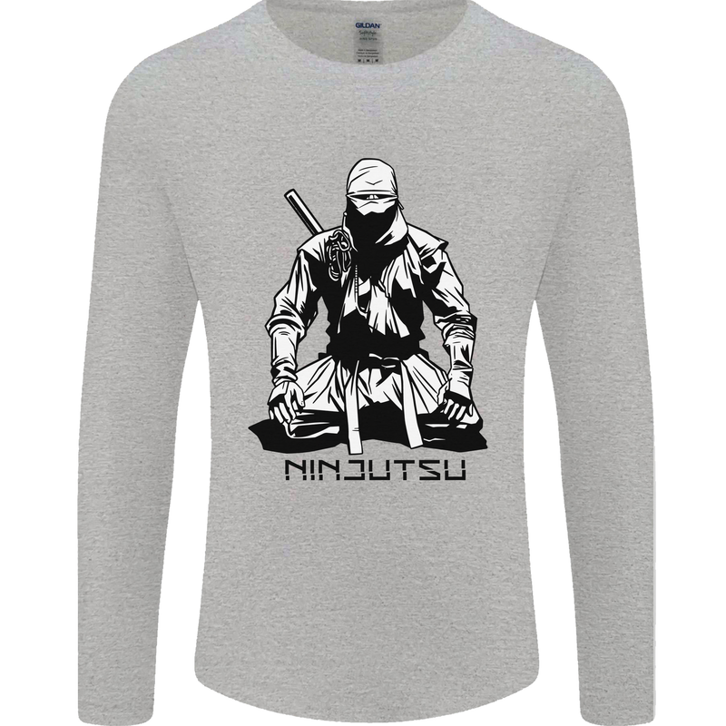 Ninjitsu A Ninja MMA Mixed Martial Arts Mens Long Sleeve T-Shirt Sports Grey