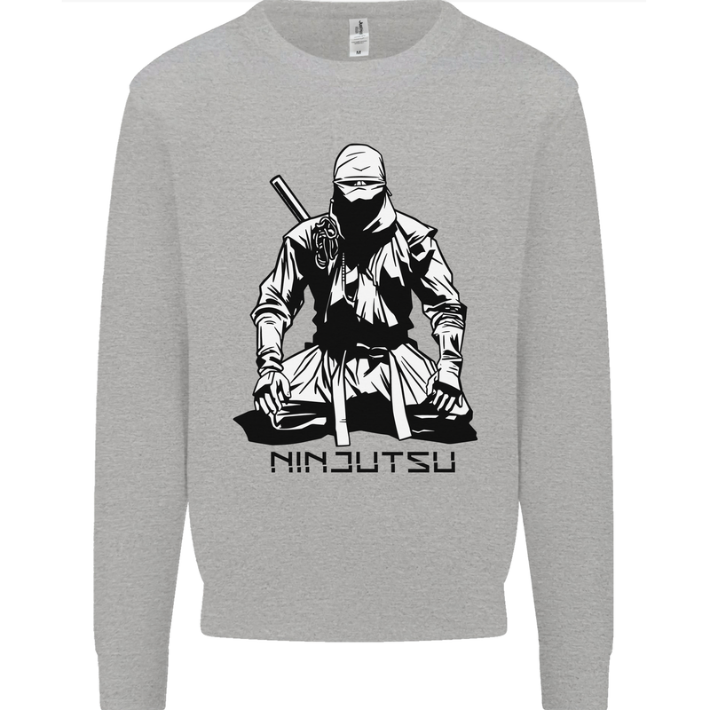 Ninjitsu A Ninja MMA Mixed Martial Arts Mens Sweatshirt Jumper Sports Grey