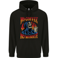 No Coffee No Work Funny Skull Grim Reaper Childrens Kids Hoodie Black