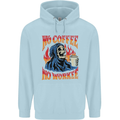 No Coffee No Work Funny Skull Grim Reaper Childrens Kids Hoodie Light Blue