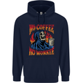 No Coffee No Work Funny Skull Grim Reaper Childrens Kids Hoodie Navy Blue