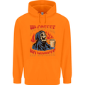 No Coffee No Work Funny Skull Grim Reaper Childrens Kids Hoodie Orange