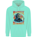 No Coffee No Work Funny Skull Grim Reaper Childrens Kids Hoodie Peppermint