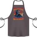 No Coffee No Work Funny Skull Grim Reaper Cotton Apron 100% Organic Dark Grey