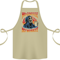 No Coffee No Work Funny Skull Grim Reaper Cotton Apron 100% Organic Khaki