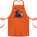 No Coffee No Work Funny Skull Grim Reaper Cotton Apron 100% Organic Orange