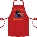 No Coffee No Work Funny Skull Grim Reaper Cotton Apron 100% Organic Red