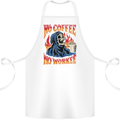 No Coffee No Work Funny Skull Grim Reaper Cotton Apron 100% Organic White