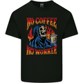 No Coffee No Work Funny Skull Grim Reaper Kids T-Shirt Childrens Black