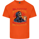 No Coffee No Work Funny Skull Grim Reaper Kids T-Shirt Childrens Orange