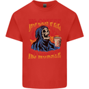 No Coffee No Work Funny Skull Grim Reaper Kids T-Shirt Childrens Red