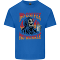 No Coffee No Work Funny Skull Grim Reaper Kids T-Shirt Childrens Royal Blue