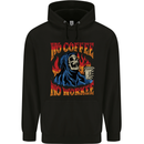No Coffee No Work Funny Skull Grim Reaper Mens 80% Cotton Hoodie Black