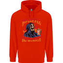 No Coffee No Work Funny Skull Grim Reaper Mens 80% Cotton Hoodie Bright Red