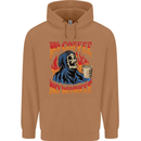 No Coffee No Work Funny Skull Grim Reaper Mens 80% Cotton Hoodie Caramel Latte
