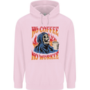 No Coffee No Work Funny Skull Grim Reaper Mens 80% Cotton Hoodie Light Pink