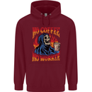 No Coffee No Work Funny Skull Grim Reaper Mens 80% Cotton Hoodie Maroon