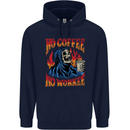 No Coffee No Work Funny Skull Grim Reaper Mens 80% Cotton Hoodie Navy Blue