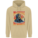 No Coffee No Work Funny Skull Grim Reaper Mens 80% Cotton Hoodie Sand