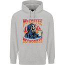 No Coffee No Work Funny Skull Grim Reaper Mens 80% Cotton Hoodie Sports Grey