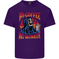 No Coffee No Work Funny Skull Grim Reaper Mens Cotton T-Shirt Tee Top Purple