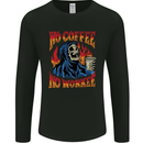 No Coffee No Work Funny Skull Grim Reaper Mens Long Sleeve T-Shirt Black
