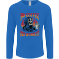 No Coffee No Work Funny Skull Grim Reaper Mens Long Sleeve T-Shirt Royal Blue