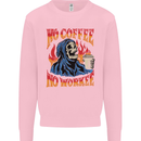 No Coffee No Work Funny Skull Grim Reaper Mens Sweatshirt Jumper Light Pink