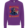 No Coffee No Work Funny Skull Grim Reaper Mens Sweatshirt Jumper Purple