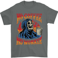 No Coffee No Work Funny Skull Grim Reaper Mens T-Shirt Cotton Gildan Charcoal