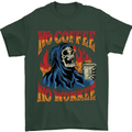 No Coffee No Work Funny Skull Grim Reaper Mens T-Shirt Cotton Gildan Forest Green