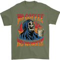 No Coffee No Work Funny Skull Grim Reaper Mens T-Shirt Cotton Gildan Military Green