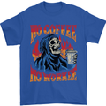 No Coffee No Work Funny Skull Grim Reaper Mens T-Shirt Cotton Gildan Royal Blue