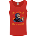 No Coffee No Work Funny Skull Grim Reaper Mens Vest Tank Top Red