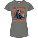 No Coffee No Work Funny Skull Grim Reaper Womens Petite Cut T-Shirt Charcoal