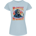 No Coffee No Work Funny Skull Grim Reaper Womens Petite Cut T-Shirt Light Blue